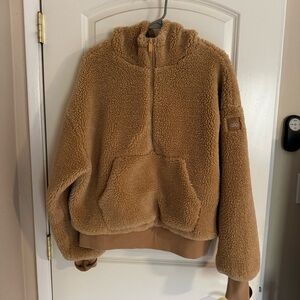 ALO Yoga Women’s Sherpa Half-Zip Hoodie in Camel